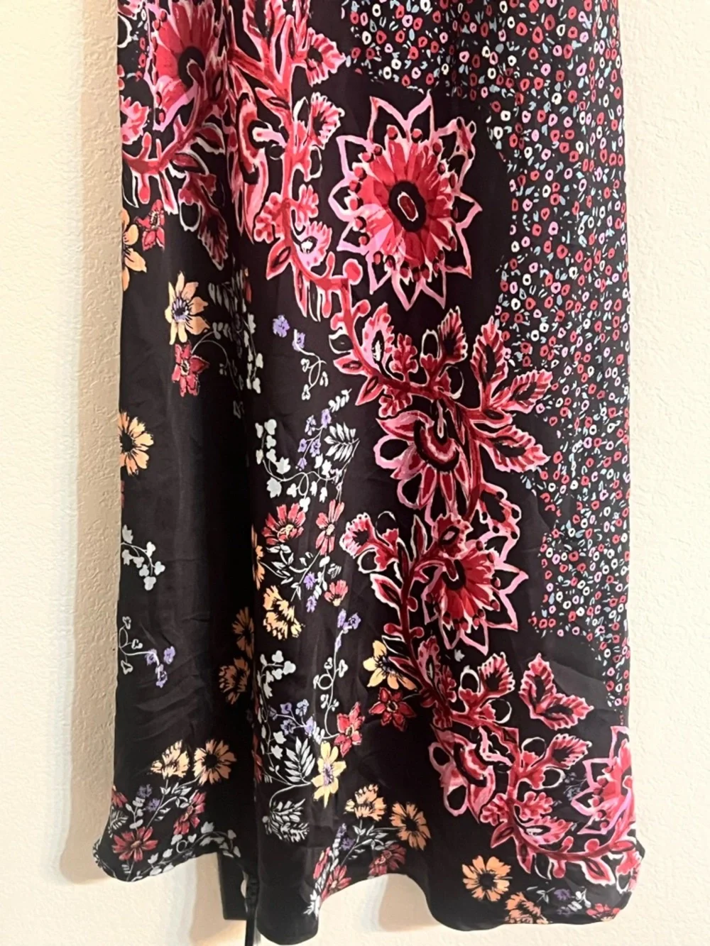 Free People Your Better Side Slip Midi Dress Color Black small floral patchwork - Picture 4 of 10